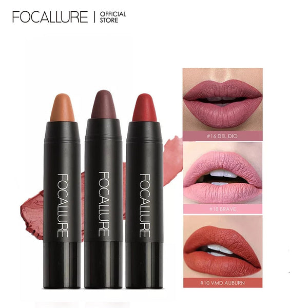 FOCALLURE 31 cores Matte Batom de longa duração Waterproof Sexy Lipbalm Non-Stick Lip Tint Lápis Maquiagem Cosméticos para Mulheres